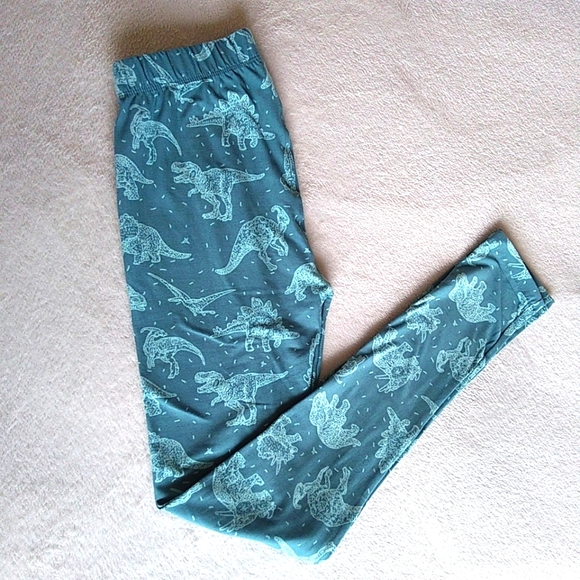 NWT Sweetlegs Petite Teal Dinosaur Leggings (One Size) - Picture 1 of 9